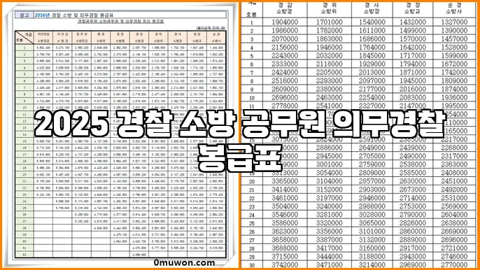 2025 경찰 소방 공무원 의무경찰 봉급표