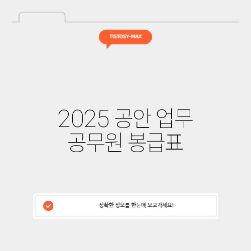 2025 공안 업무 공무원 봉급표