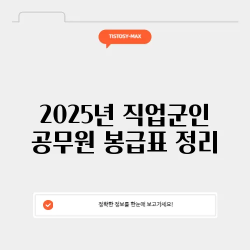 2025년 직업군인 공무원 봉급표 정리